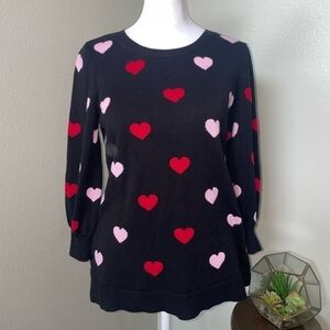 Adrianna Papell Black Heart Sweater Size small
